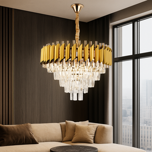 Candelabru cristal rotund auriu 50 cm model 9001/500FG