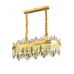 Candelabru LED oval auriu cu cristale 80x35cm 140W 8652