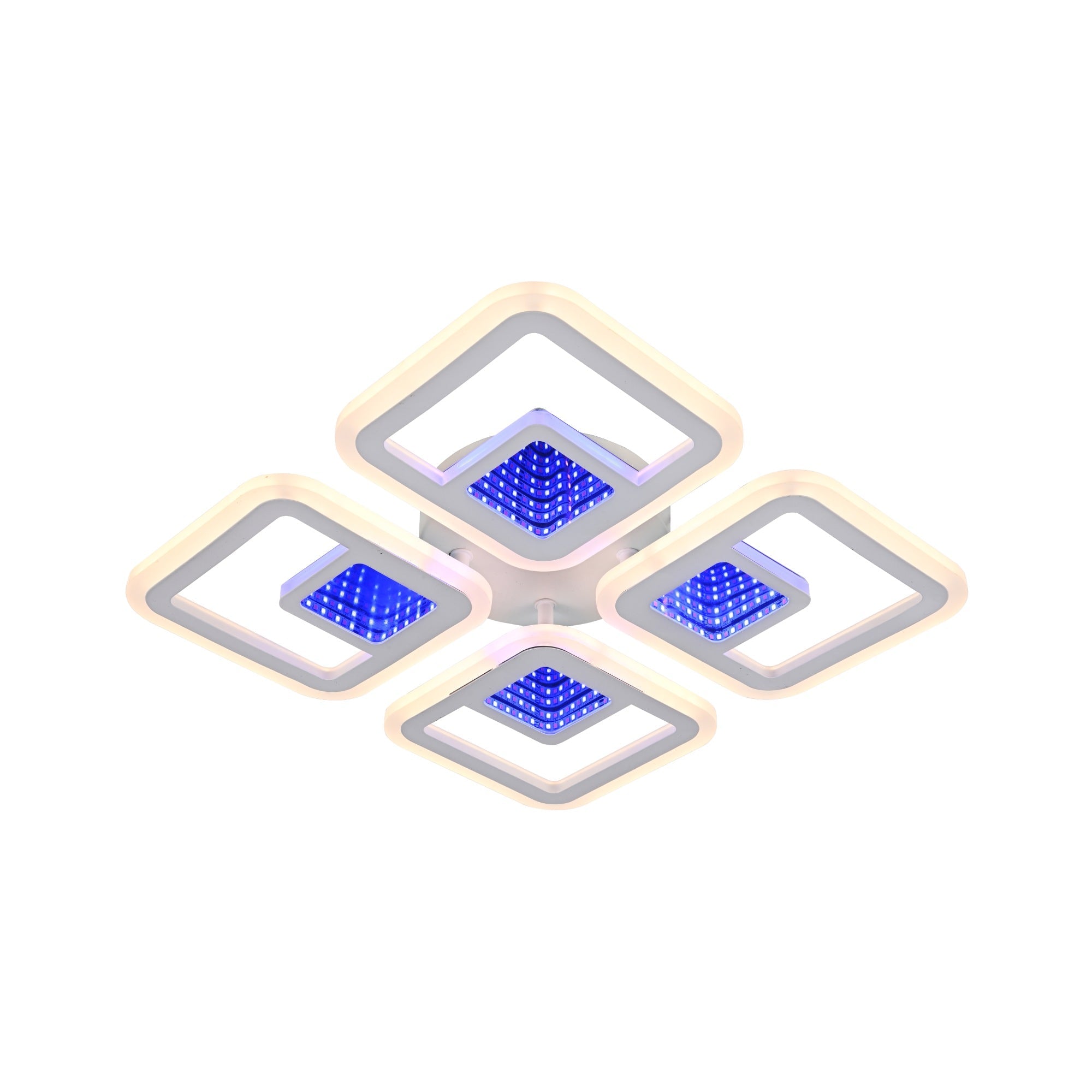 Lustra LED patrata 8736/4 104W cu lumina reglabila si telecomanda, ideal a pentru livinguri moderne cu iluminare puternica