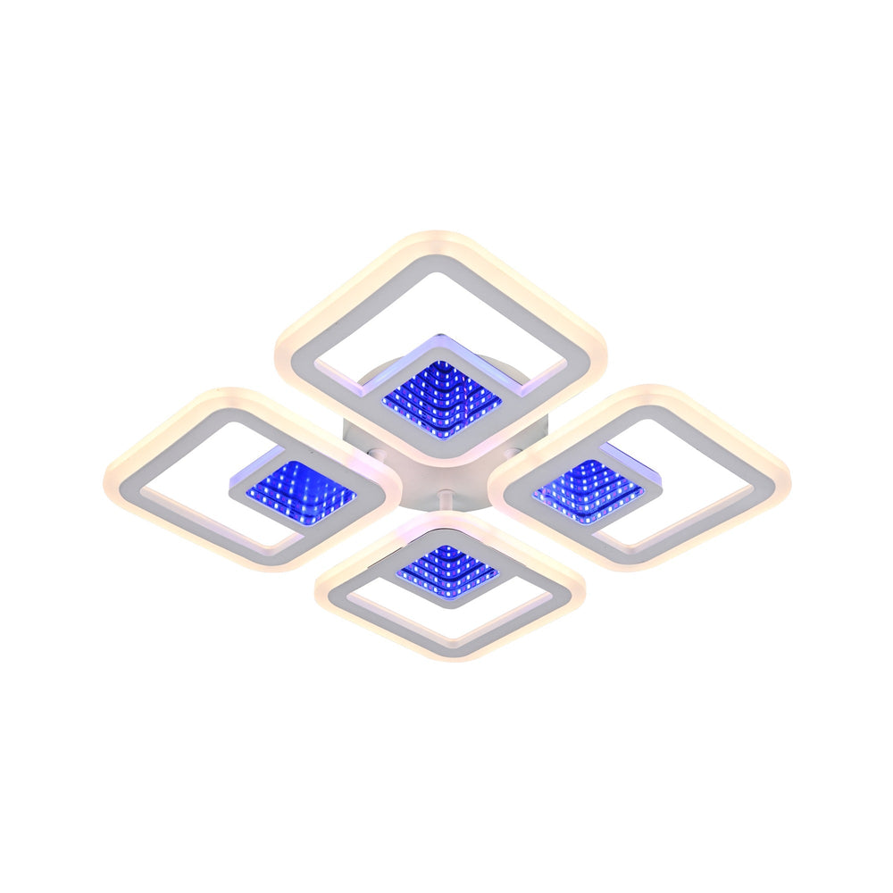 Lustra LED patrata 8736/4 104W cu lumina reglabila si telecomanda, ideal a pentru livinguri moderne cu iluminare puternica