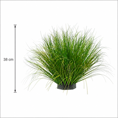 Planta Artificială Tufă de Iarbă Tip Ceapă Curbată, 38 cm, Densitate Medie, Verde, Fără Ghiveci