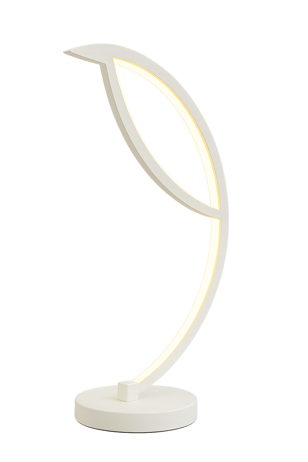 Veioza LED alba forma frunza 40W ofera lumina calda sau rece, ideala pentru dormitoare relaxante cu decor modern si atmosfera confortabila.