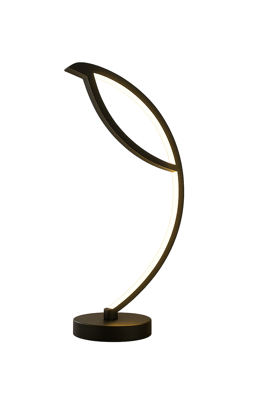 Veioza LED neagra forma frunza 40W ofera lumina clara si reglabila, perfecta pentru birouri moderne ce necesita confort vizual profesional.