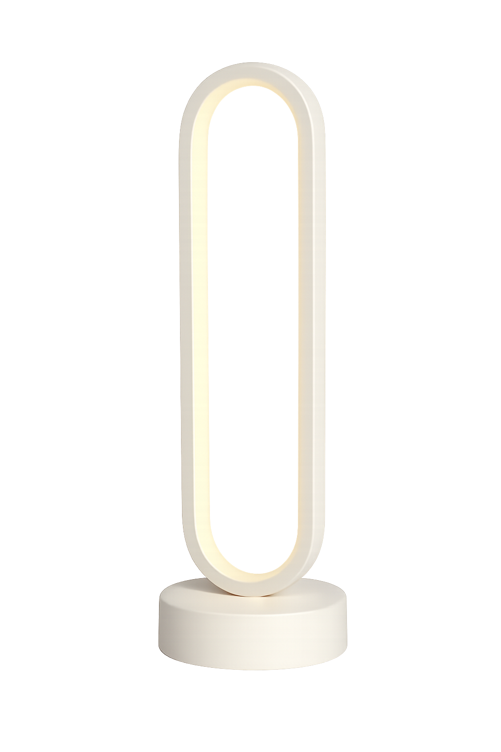 Veioza LED alba forma ovala 30W cu lumina reglabila 3000–6500K aduce eleganta moderna si iluminare ambientala delicata in living.