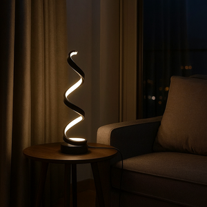 Veioza LED Negru Mat cu Design Spirala si Lumina Ajustabila