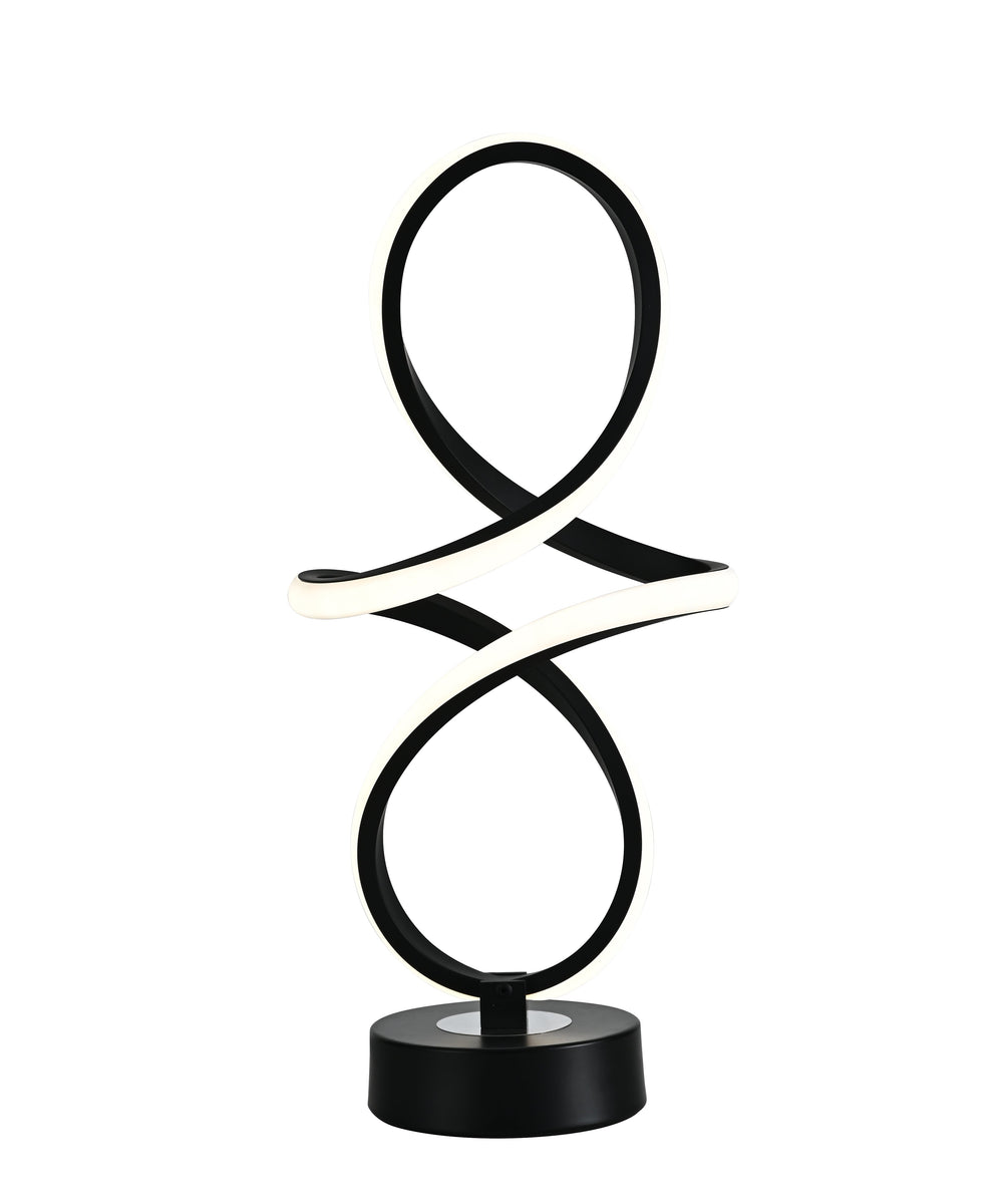 Veioza LED negru mat in forma infinity 46W cu lumina reglabila in 3 trepte adauga un accent modern si luminos livingurilor elegante.