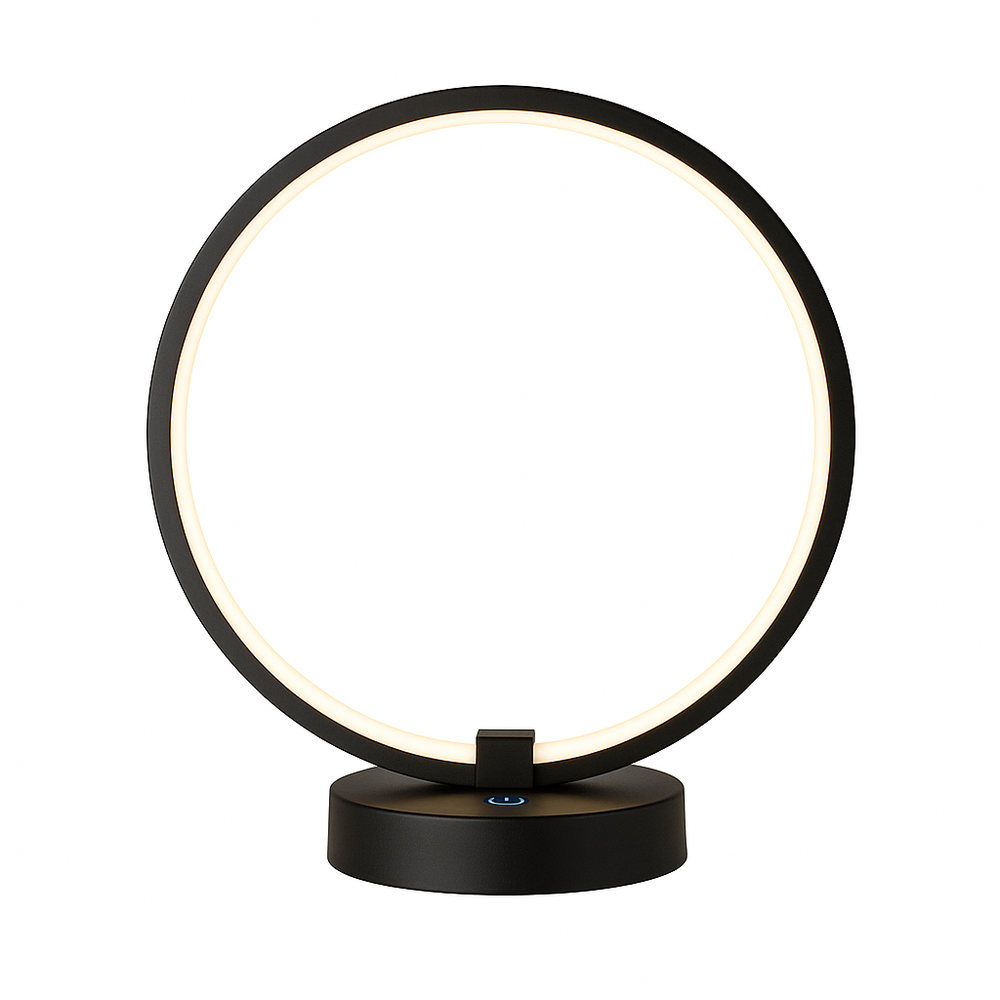 Veioza LED circulara neagra 30W cu lumina reglabila in 3 trepte adauga un accent modern si elegant in livingurile contemporane si minimaliste.