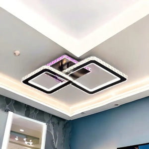 Lustra LED patrata 19376/2 cu cristale si telecomanda 72W