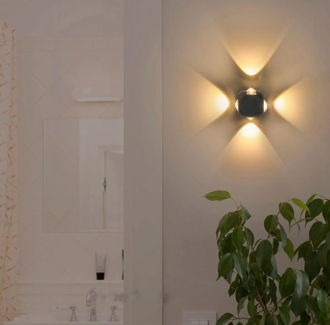 Aplica LED Black-4 lumina rece 6500K, design modern cu efect in 4 directii, potrivita pentru living decorativ.