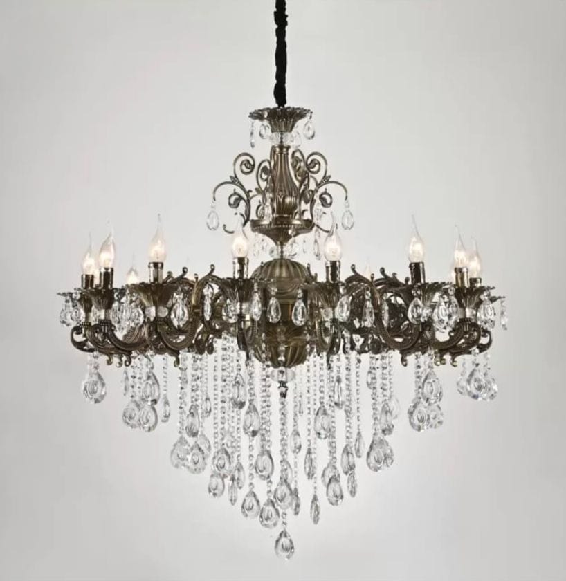 Candelabru Cu Cristale,16Xe14 60W cu becuri E14 argintiu 90 cm cu telecomanda pentru living dormitor hol sufragerie corp de iluminat din cristal cu becuri E14 si telecomanda pentru living dormitor hol sufragerie