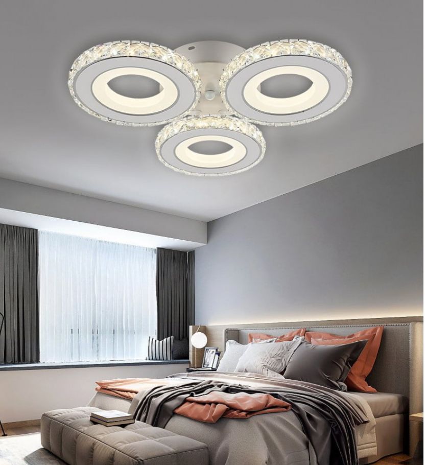 lustra LED 19373/3WH+CR 72W lumina 3000–6500K cu telecomanda, potrivita pentru dormitor modern cu iluminare confortabila si eficienta