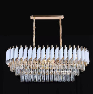 Candelabru cristal oval auriu si alb – model 9001-800×300 WH+FGD