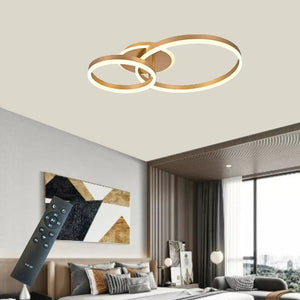 Lustra LED 2 cercuri aurie cu telecomanda A10/2 500+300C