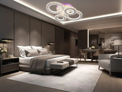 lustra LED 19373D/2+2WH+CR aprox.160W lumina reglabila 3000–6500K cu telecomanda, perfecta pentru dormitor modern si iluminare confortabila