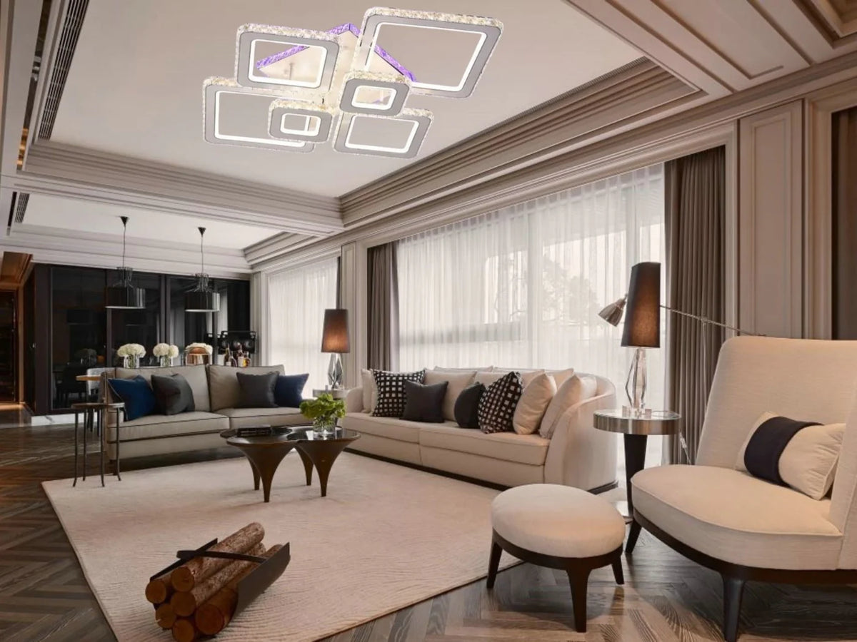 Lustra LED 288W cu lumina reglabila 3000–6500K si telecomanda, ideala pentru livinguri moderne si spatioase ce necesita iluminare puternica si uniforma.