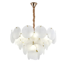 Candelabru modern auriu Ø60 cm cu sticla mata si 10 E27, lumina uniforma pentru dormitor spatios, stil premium si decorativ, model 5867-600 TB.