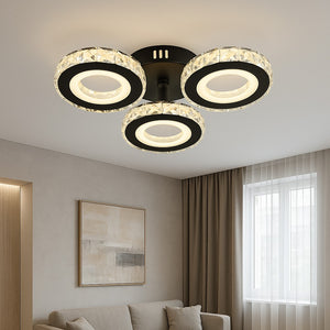 Lustra LED moderna 3 cercuri negru-crom 72W cu telecomanda 19373/3BK+CR
