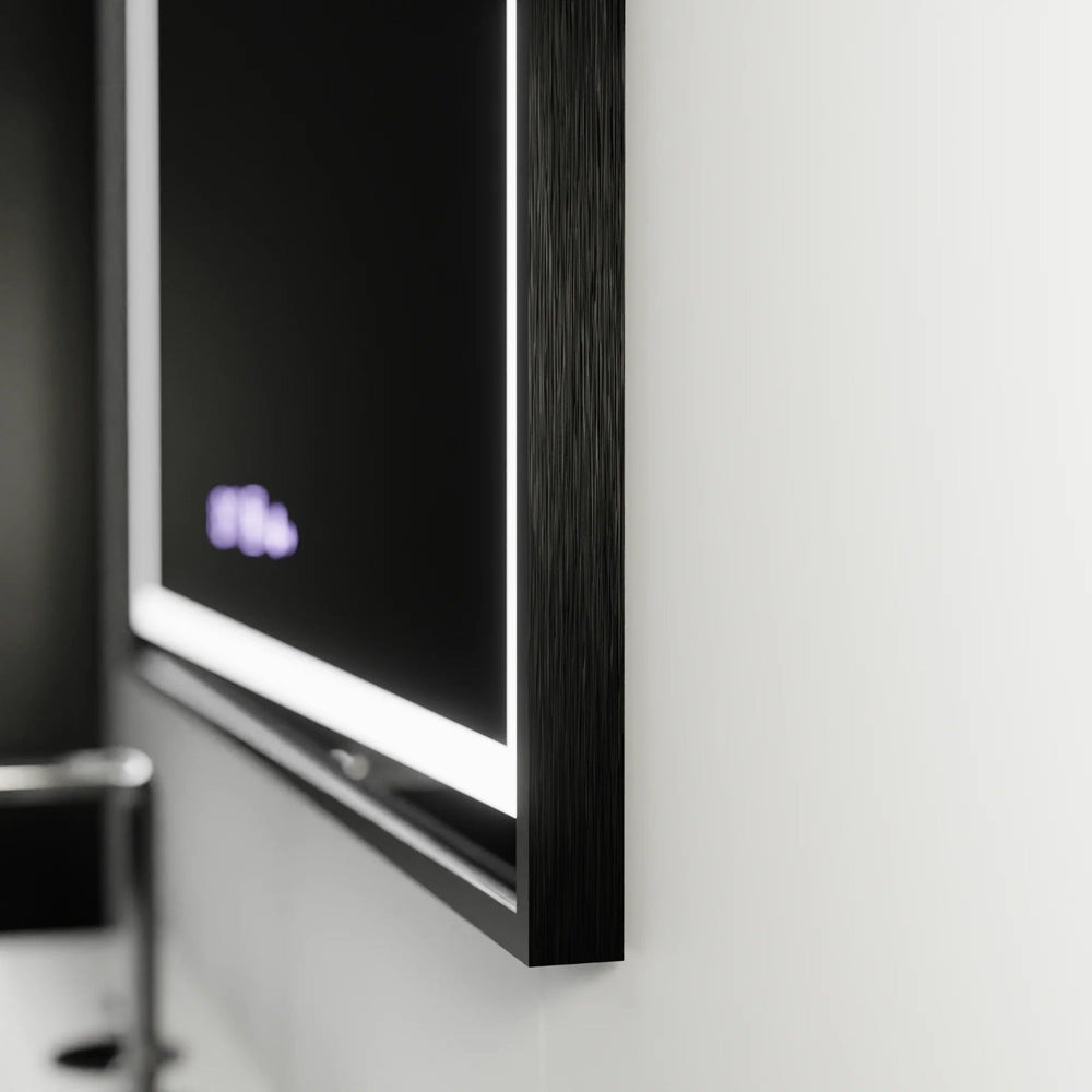 Oglinda Smart cu LED si Dezaburire 80x60 cm | Touch Control, Rama Neagra Minimalista