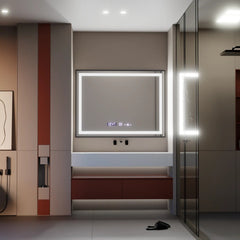 Oglinda Smart cu LED si Dezaburire 80x60 cm | Touch Control, Rama Neagra Minimalista