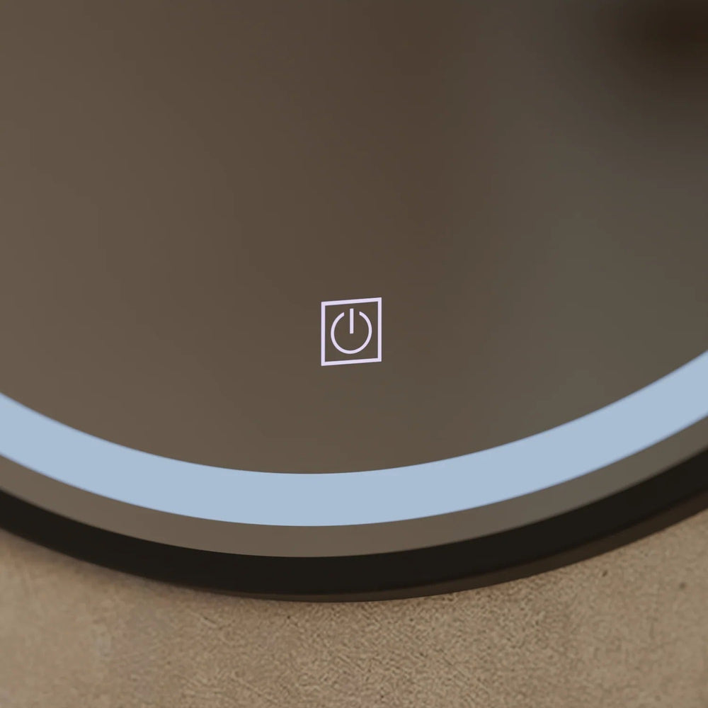 Oglinda LED Rotunda 60x60 cm cu Ceas Digital si Dezaburire | Design Modern cu Curea Decorativa