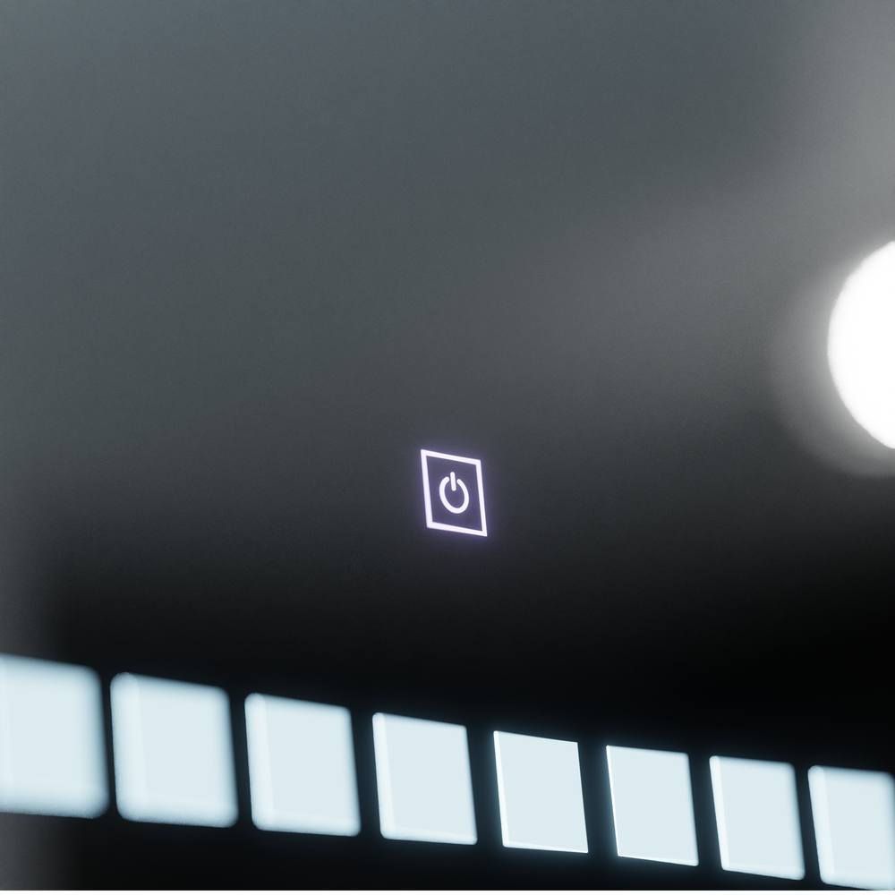 Oglinda LED 80x60 cm cu touch si lumina reglabila, design modern pentru baie, cu iluminare uniforma pe contur.
