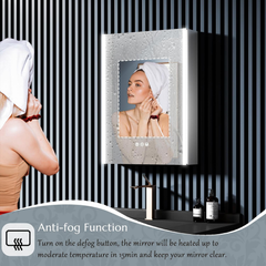 Dulap baie 51x71 cm cu oglinda LED si spatiu de depozitare, design alb modern pentru iluminare clara si organizare eficienta.