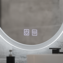 Oglinda LED rotunda 70 cm reglabila cu control touch si dezaburire integrata, ideala pentru bai moderne.
