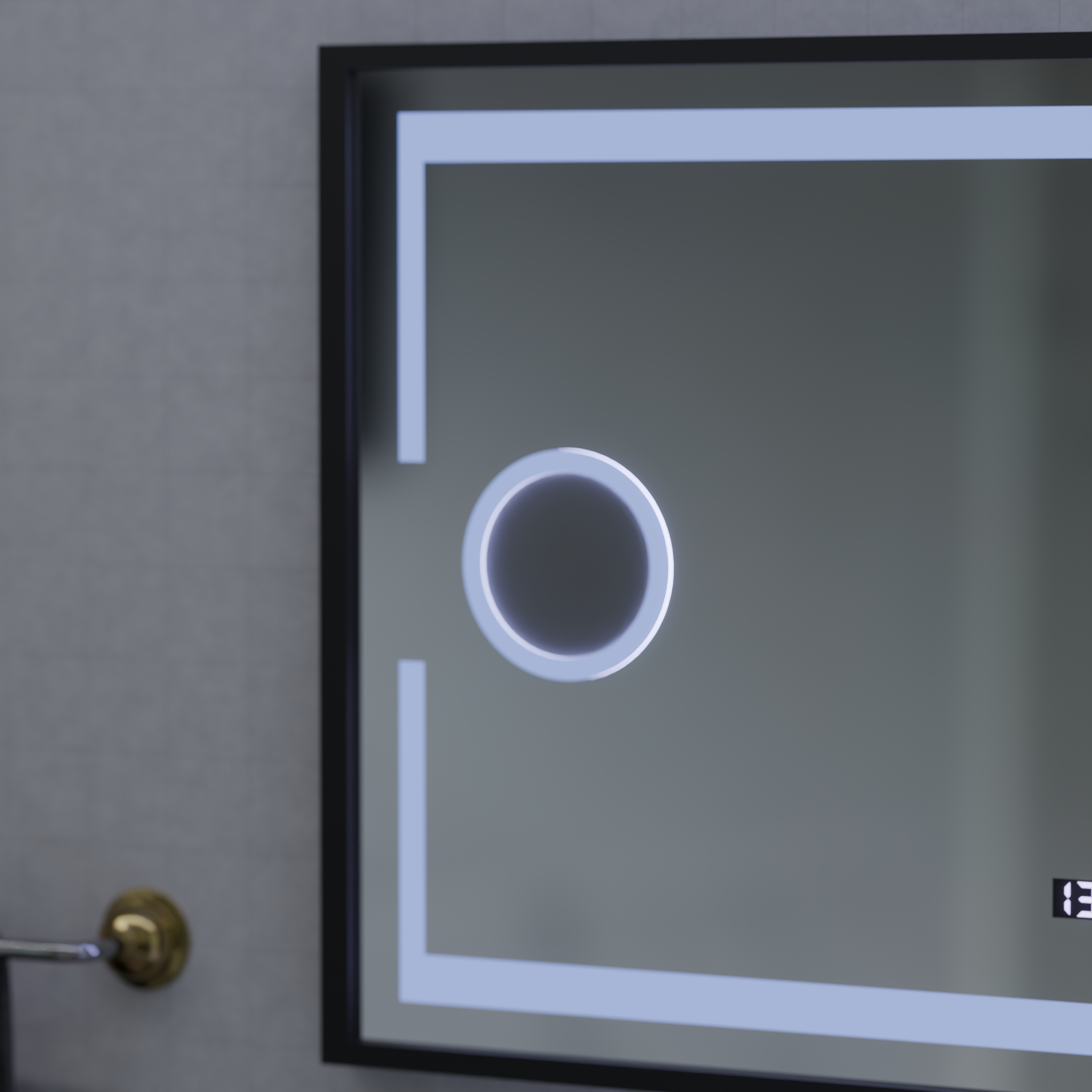 Oglinda smart orizontala 120x65 cm cu LED, geamuri marire, senzor palma si functie de dezaburire