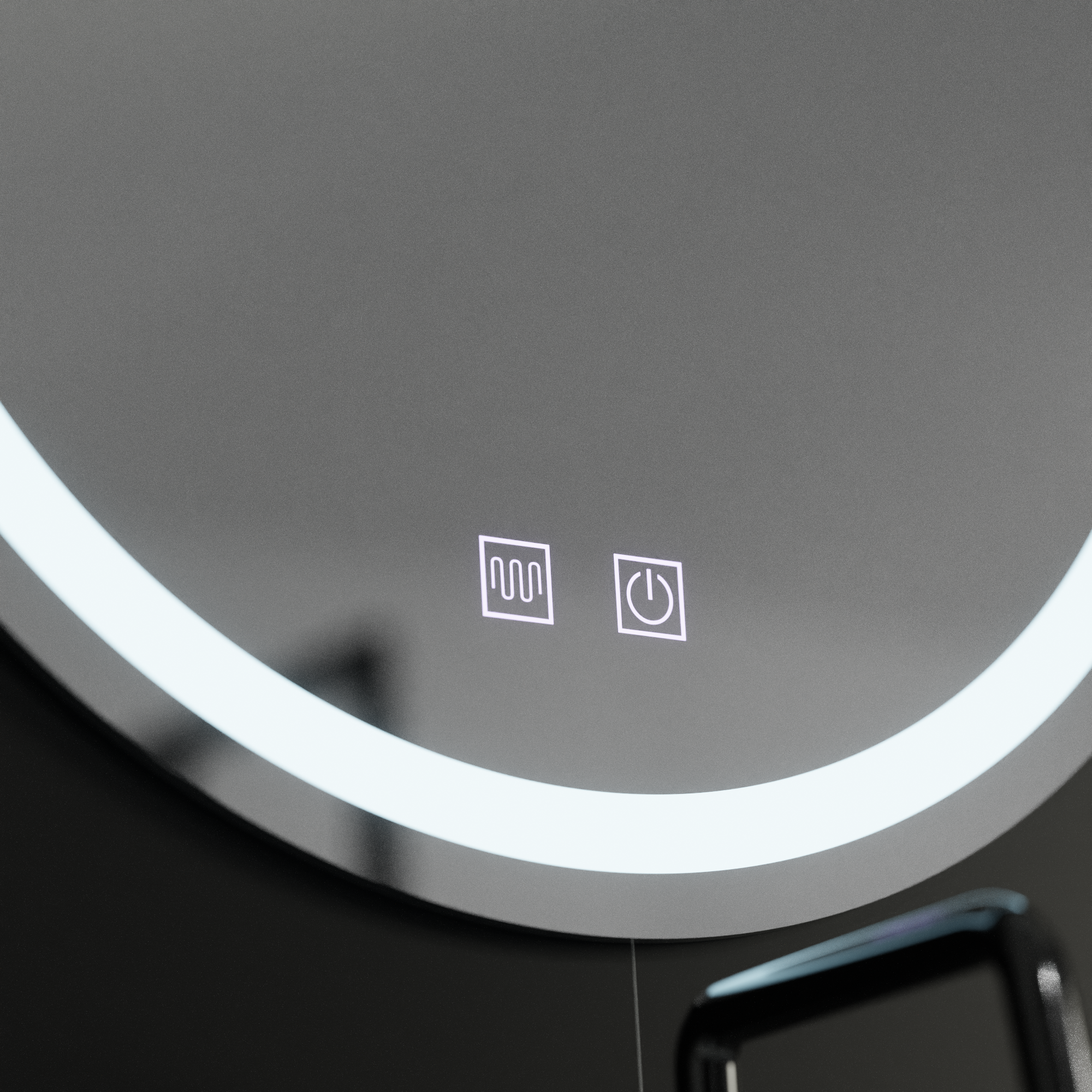 Oglinda LED rotunda 70 cm cu lumina reglabila, control tactil si sistem de dezaburire pentru bai moderne.
