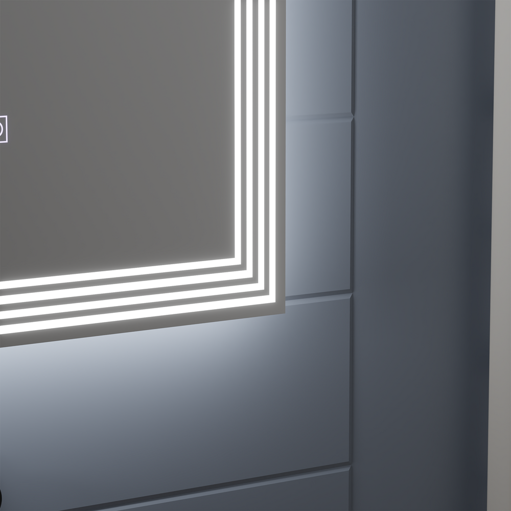 Oglinda smart 60×80 cm cu 3 benzi LED, control tactil si functie anti-abur, perfecta pentru baie moderna
