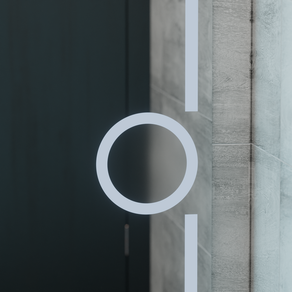 Oglinda smart rectangulara 75x90 cm cu LED reglabil, dezaburire, lupa cosmetica si display digital, ideala pentru bai moderne.
