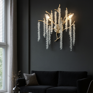 Aplica aurie decorativa cu sticla transparenta, 2xE14, Ø30 cm