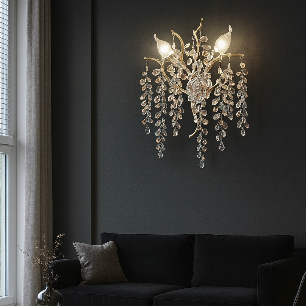 Aplica 27096/2FG aurie cu elemente transparente, Ø30 cm si 2 E14, perfecta pentru living modern cu lumina eleganta de accent.