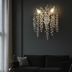 Aplica 27096/2FG aurie cu elemente transparente, Ø30 cm si 2 E14, perfecta pentru living modern cu lumina eleganta de accent.