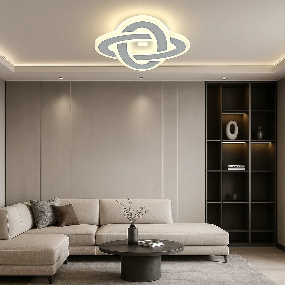 Aplica LED Sphere Pro 60W, forma rotunda moderna cu montaj versatil, iluminand livingul cu lumina adaptiva calda–rece