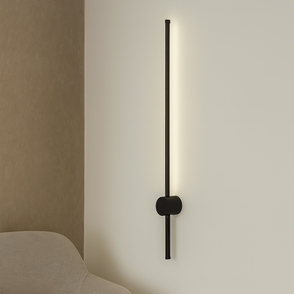 Aplica LED LUBAN Pro 800 neagra design liniar 26W montata pe perete in living modern