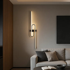 Aplica LED geometrica alba negru aluminiu 64W verticala 930mm 3 culori
