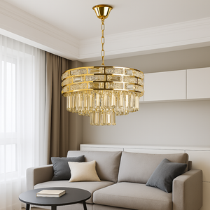 Candelabru rotund auriu cu cristale 40 cm model 2477/6-400