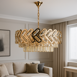 Candelabru cristal rotund auriu 50 cm model 2487/10-500