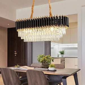 Candelabru oval cristal auriu negru 8xE27 model 9001-800-300FG