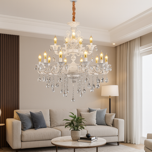 Candelabru Argintiu Cristal 2277/8+4 pe Doua Nivele E14