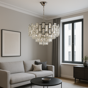 Candelabru cristal rotund argintiu 50 cm model 2334/10-500