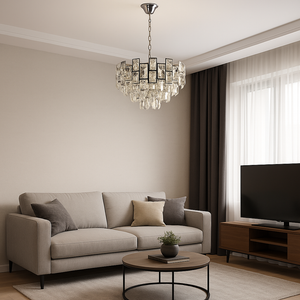 Candelabru cristal rotund argintiu 40 cm model 2334-400