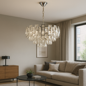 Candelabru cristal rotund argintiu 60 cm model 2334-600