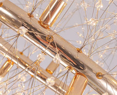 Candelabru LED auriu Ø600 mm, stil floral cu 9 surse, lumina uniforma pentru dormitor modern si rafinat.