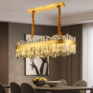 Candelabru LED oval auriu cu cristale 80x35cm 140W 8652