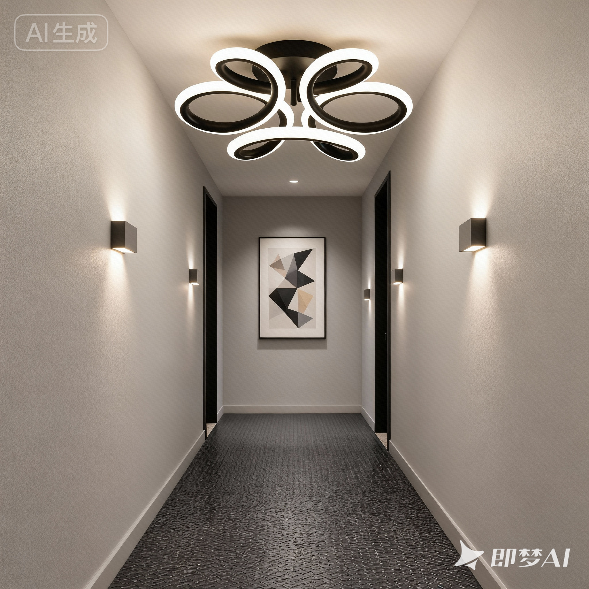 Lustra Led Neagra 56W cu LED integrat negru pentru dormitor living hol bucatarie birou plafoniera LED moderna pentru dormitor living hol bucatarie birou design elegant cu telecomanda