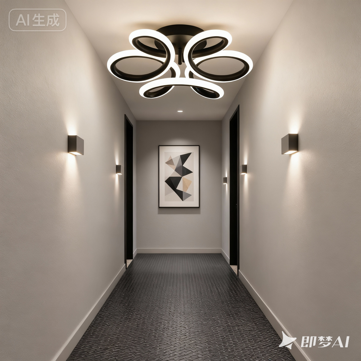 Lustra Led Neagra 56W cu LED integrat negru pentru dormitor living hol bucatarie birou plafoniera LED moderna pentru dormitor living hol bucatarie birou design elegant cu telecomanda