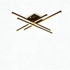 Lustra LED neagra 9794/4BK cu 4 brate geometrice, lumina reglabila si telecomanda, instalata in living modern.