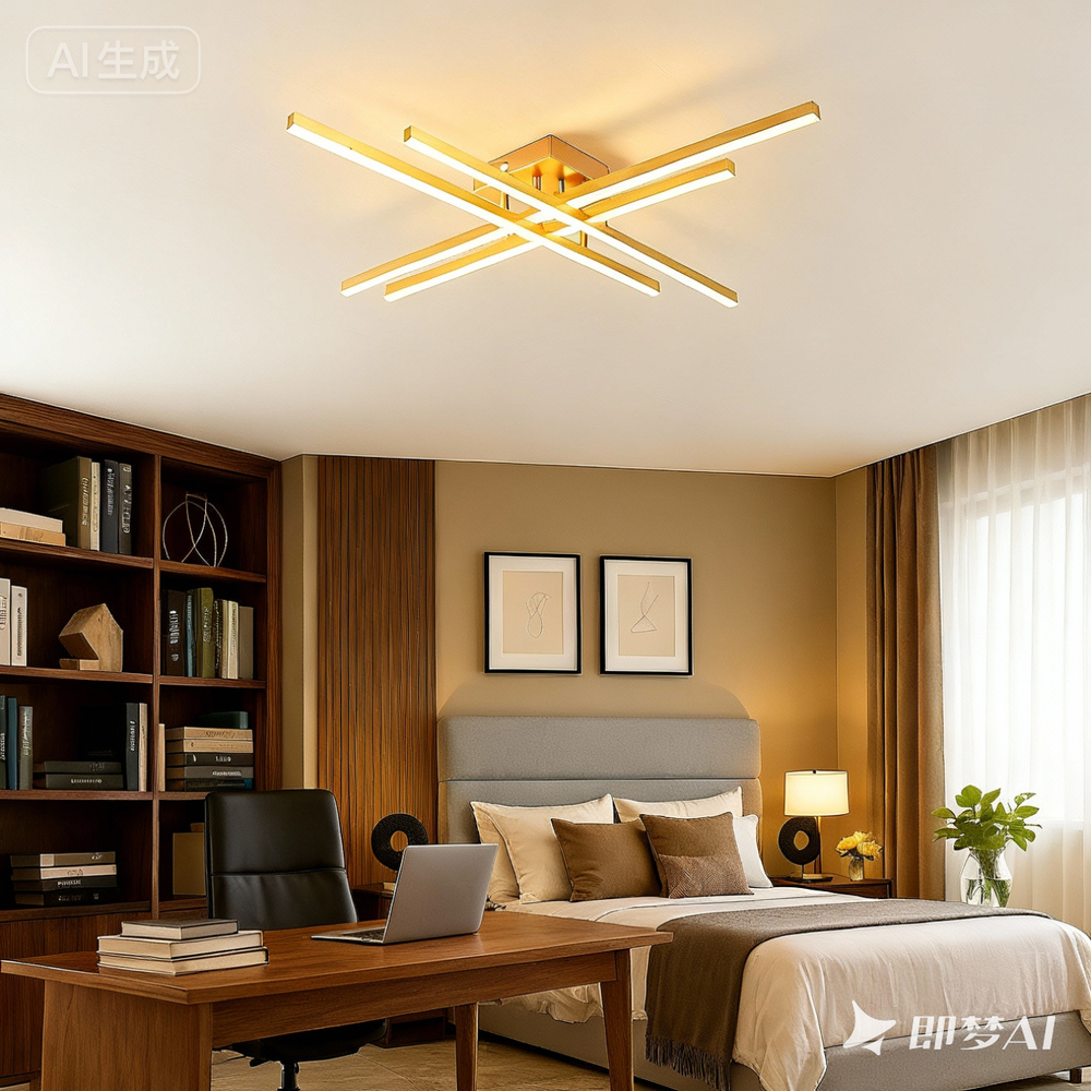 Lustra LED 9390/4T moderna 144W potrivita pentru dormitoare cu lumin a reglabila si contrast alb negru rafinat